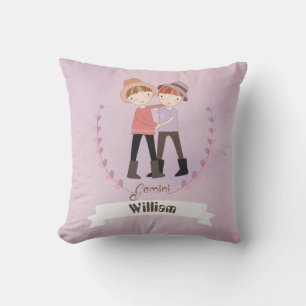Decorativo Rótulo Zodiac Gemini Boy Añadir Un Cojín decorativ