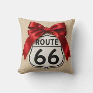 Decorativo Ruta 66 Cojín Lazo Rojo Estético Femenino