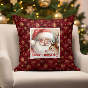 Decorativo Santa Rudolph Clásico Cojín Navideño Divertido