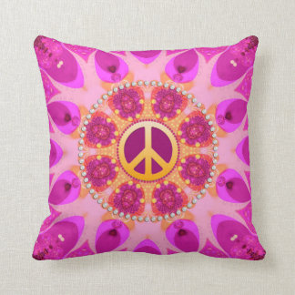 Decorativo Signo de paz groovy Naranja de cojín rosado / almo