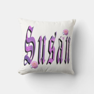 Decorativo Susan, Nombre, Logo, Cojín De Tira Blanca