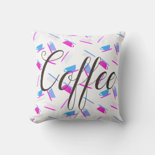 Decorativo Taza de café funky patrón de cojín funda de cojín