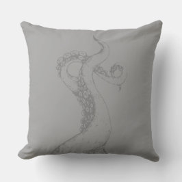 Decorativo tentáculos de pulpo grises sobre cojín gris