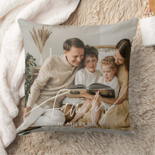 Decorativo Texto familiar superpuesto boho elegante Cojín dec