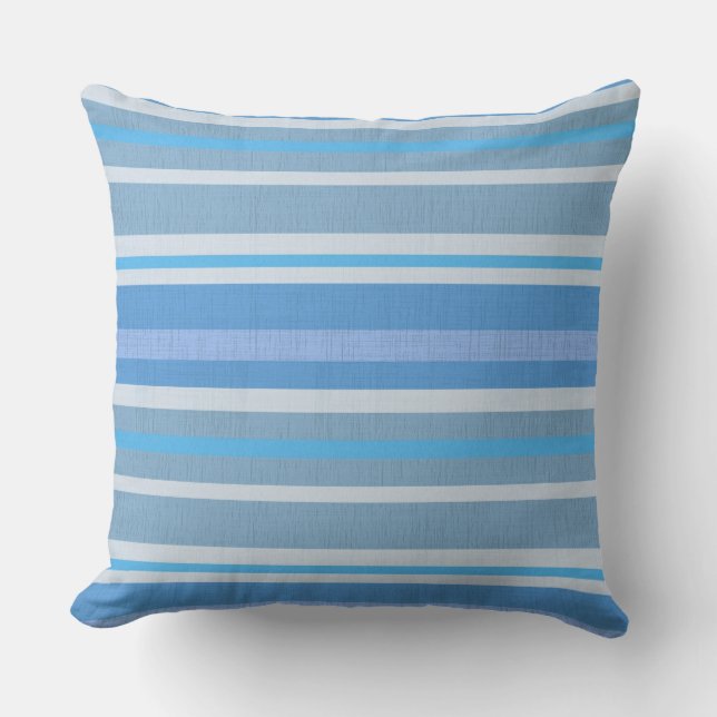Decorativo TEXTURED BLUE COTTON STRIPTS lanzar cojín (Anverso)