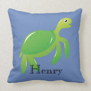 Decorativo Tortuga marina verde personalizada en cojín de mar