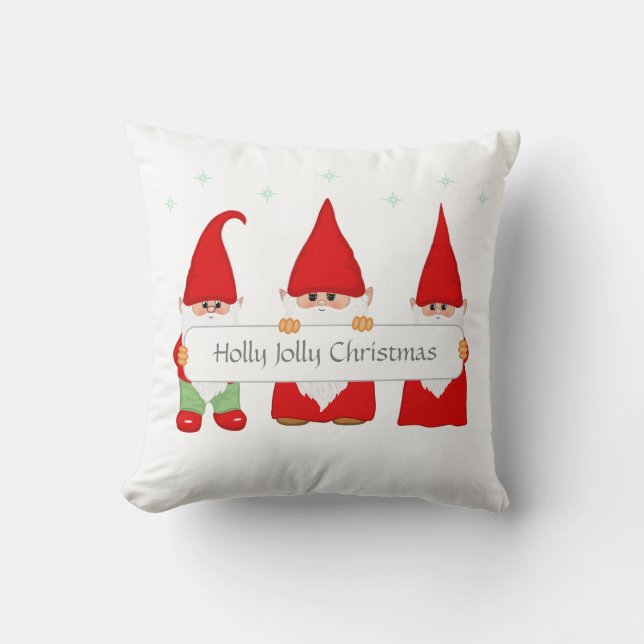 Decorativo Tres Gnomos de Navidad Cojín (Anverso)