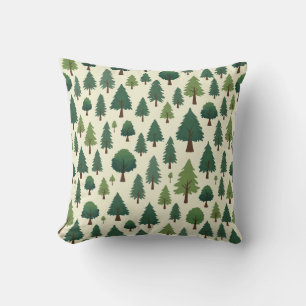 Decorativo un cómodo cojín con un árbol forestal sobre él