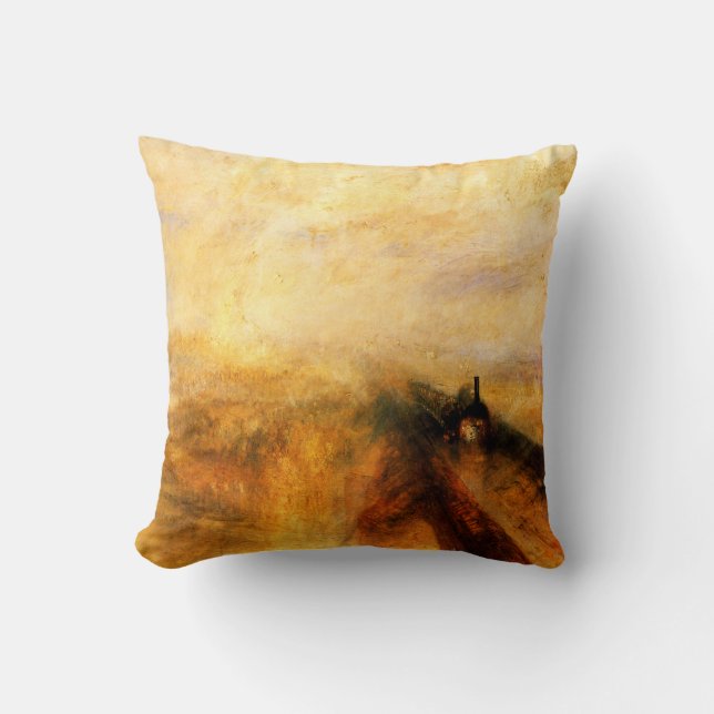 Decorativo Vapor de la lluvia de JMW Turner y Cojín (Anverso)