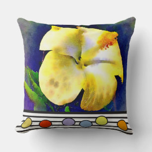 Decorativo Watery Hibiscus cojín de acento reversible