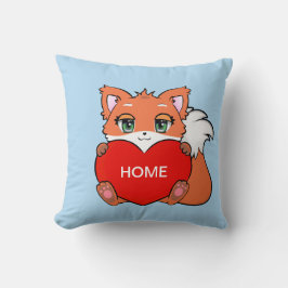 Decorativo Zorro bebé lindo en cojín de tirar azul claro