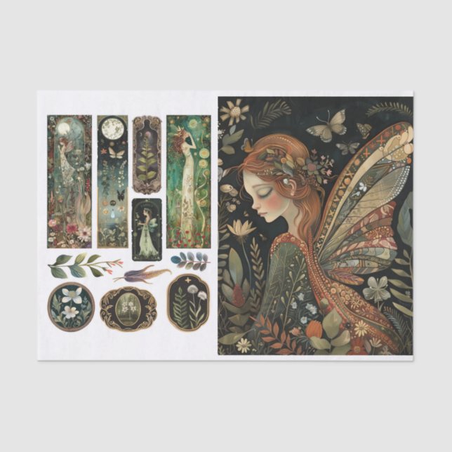 Decoupage de hadas con Sm. Diseñar papel de tejido (Anverso)