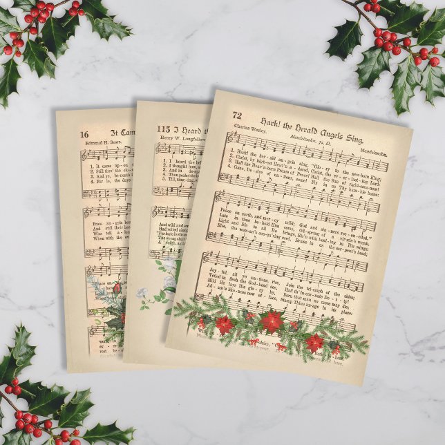 Decoupage de hojas de música de navidades - Set 1 (Vintage Christmas Sheet Music Wrapping Paper)