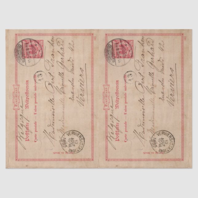 Decoupage de Papel de Seda - Tarjeta Postal Aleman (Anverso)