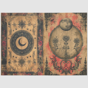 Decoupage gótica celeste antigua de papel