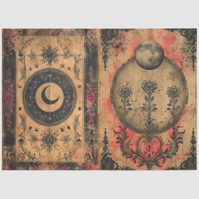 Decoupage gótica celeste antigua de papel (Anverso)