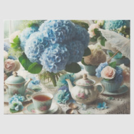 Decoupage Hydrangea Azul y Papel de Seda para Tete