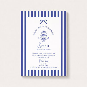 Deep Blue Bow, Invitación de cumpleaños con tiras 