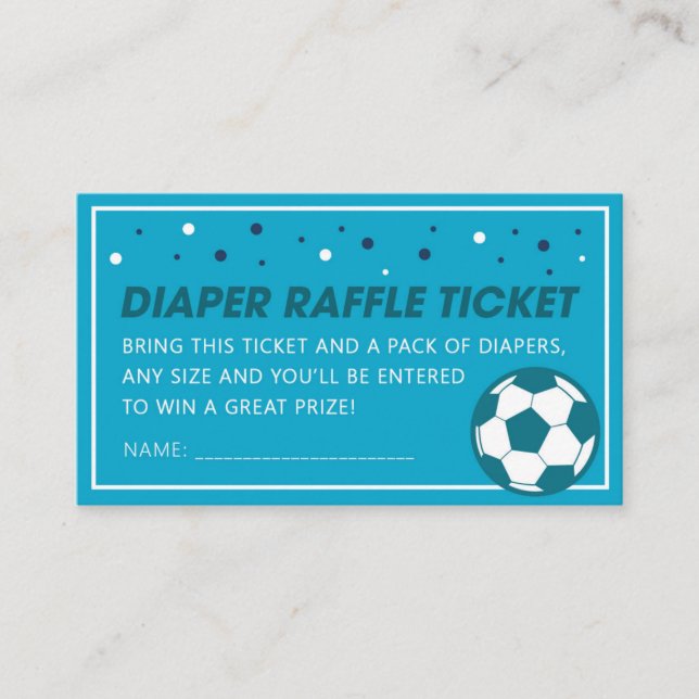 Deep Blue Soccer Baby Shower Diaper Raffle Ticket (Anverso)
