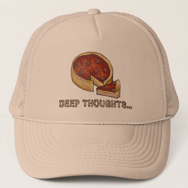 Deep Dish Thoughts Chicago Pepperoni Pizza Gorra (Anverso)