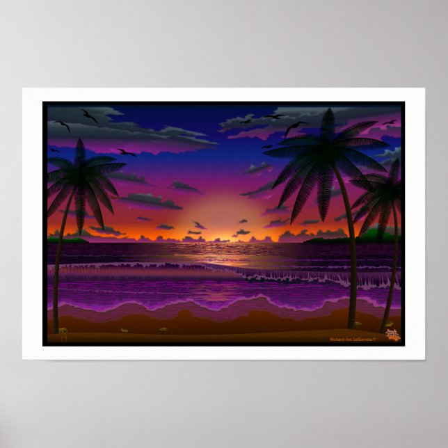 Deep Dusk Beach Scene poster de impresión de arte  (Frente)