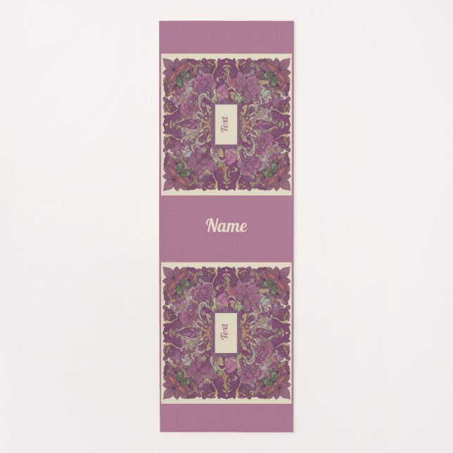 Deep Mauve Floral Sacred Space Yoga Mat (Anverso)
