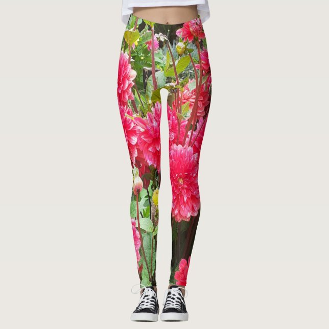 Deep Pink Dahlias Leggings (Anverso)