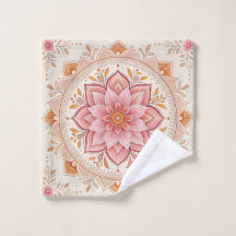 Deep Pink Eye Catching Floral Design Wash Cloth