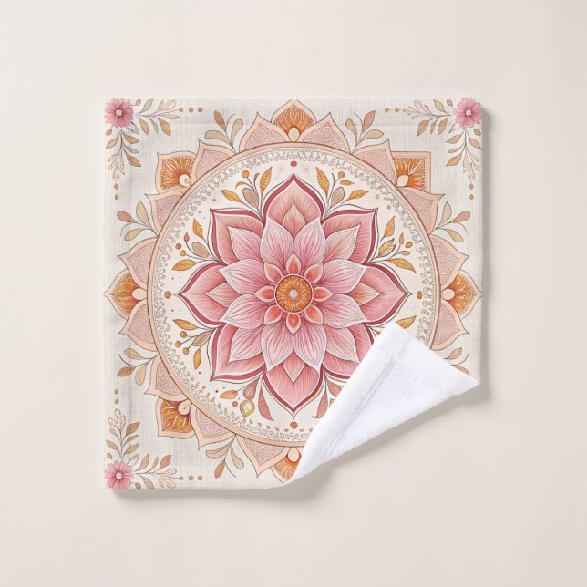 Deep Pink Eye Catching Floral Design Wash Cloth (Toallita)