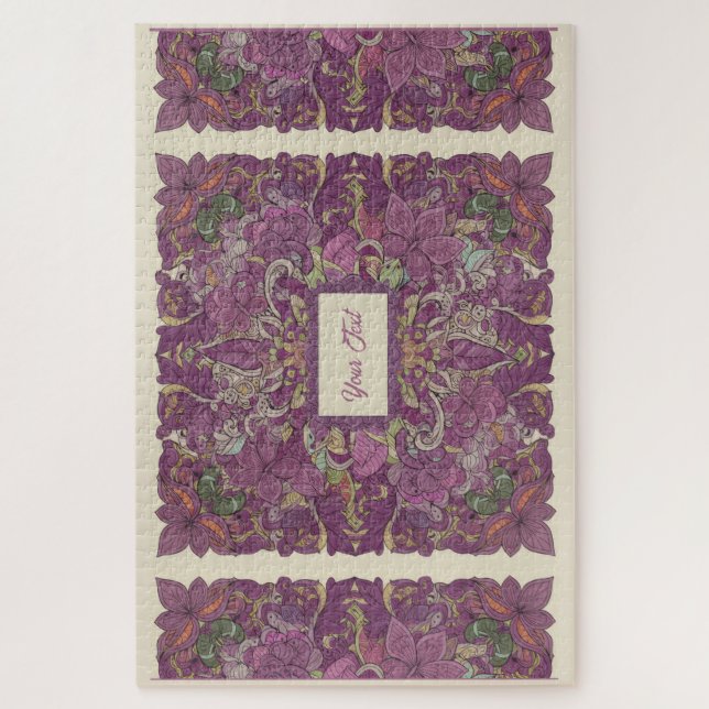 Deep Purple Floral Intricate Jigsaw Puzzle (Vertical)