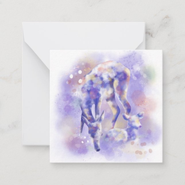 Deer acuarela con Faux Gold | Tarjeta de nota (Anverso)