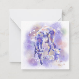 Deer acuarela con Faux Gold Tarjeta de nota