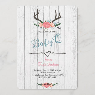 Deer Antler Baby Q Shower Invitación
