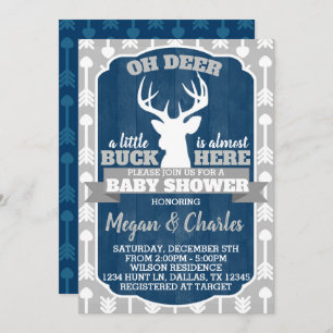 Deer Antler Baby Shower Invitación a la marina gri