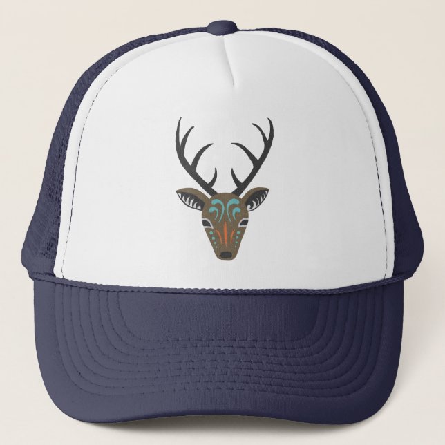 Deer Antler Woodland Wildlife Modern Totem Gorra (Anverso)