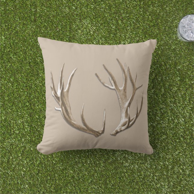 Deer Antlers Beige Animal Nature Cojín decorativo (Césped)