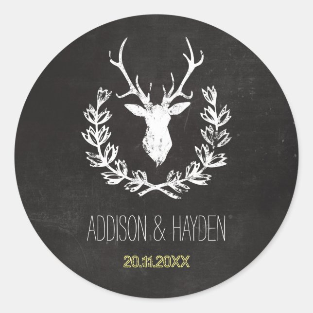 Deer Antlers | Sello para sobres Rústico de Chalkb (Anverso)