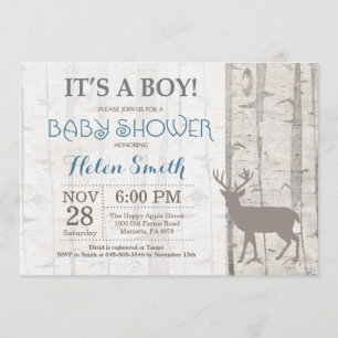 Deer Boy Baby Shower Invitación Rustic Woodland