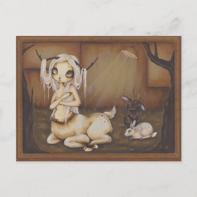 Deer chica zombie gótica fantasía postal (Anverso)