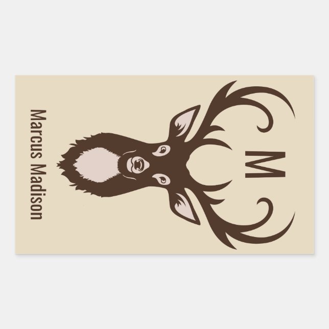 Deer con su nombre y pegatinas de monograma (Anverso)