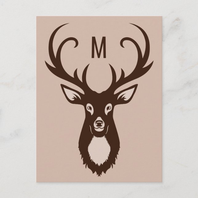 Deer con su postal personalizado Monograma (Anverso)