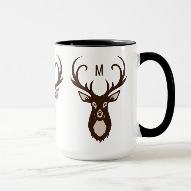 Deer con sus tazas de personalizado de monograma (Derecha)