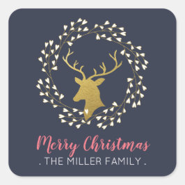 Deer de oro y corona | Navidades Pegatina de vacac