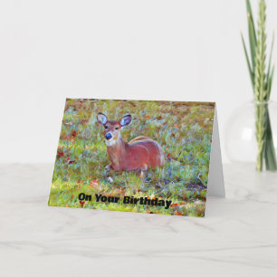 Deer descansando en la tarjeta de cumpleaños de ar