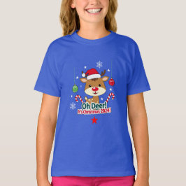 Deer es una camiseta azul de moda 2024 Navidades
