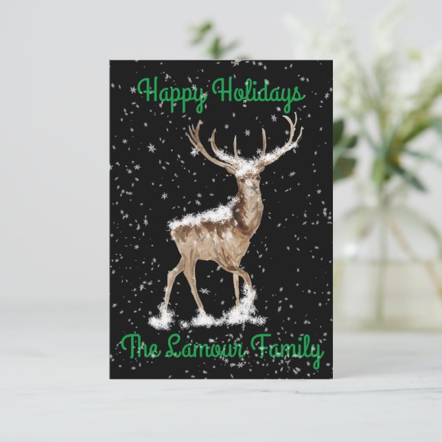 Deer Happy Holidays Card (Anverso de pie)