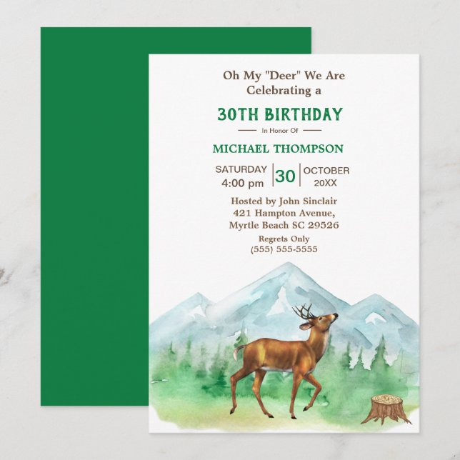 Deer Hunter Cualquier Invitación de Cumpleaños de  (Anverso / Reverso)