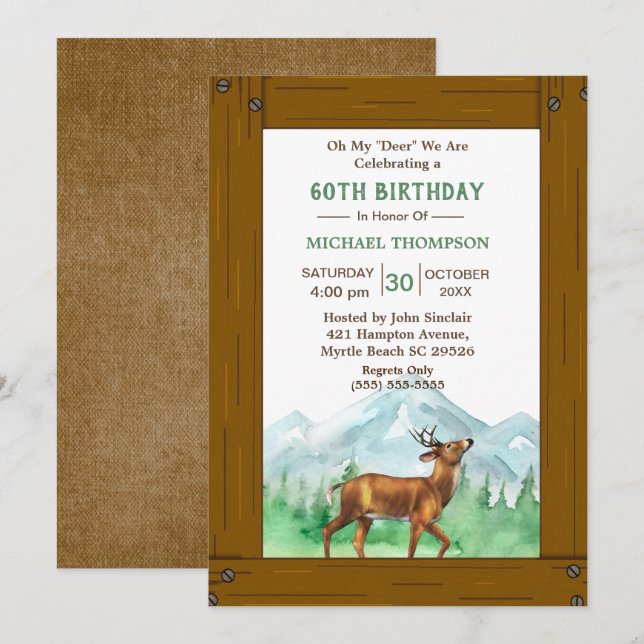 Deer Hunter Cualquier Invitación de Cumpleaños de  (Anverso / Reverso)