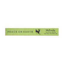 Deer Peace on Earth Green Holiday Wraparound Label