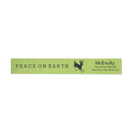 Deer Peace on Earth Green Holiday Wraparound Label